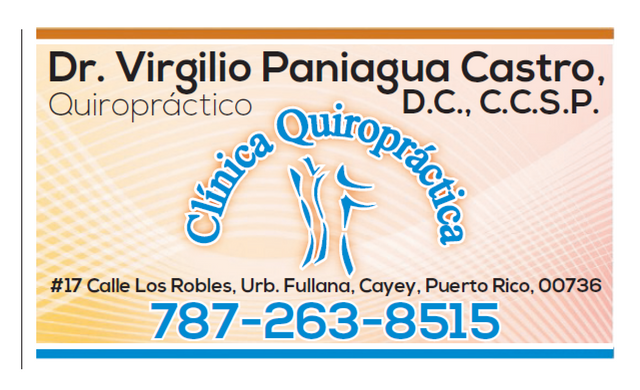 Clínica Quiropráctica, Dr. Virgilio Paniagua Castro
