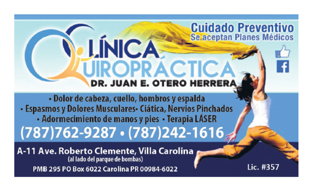 Clínica Quiropráctica, Dr. Juan E. Otero Herrera